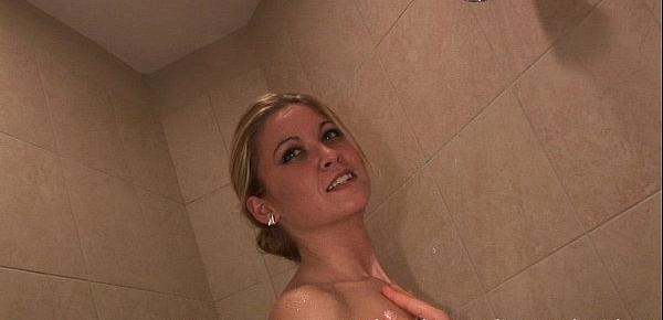  hot blonde private girlfriend video hottie using dildo in my shower